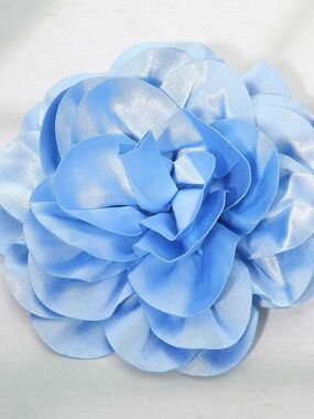 Blue Oversized Fabric Camellia Flower Brooch Pin Hairpin 3D Womens Statement